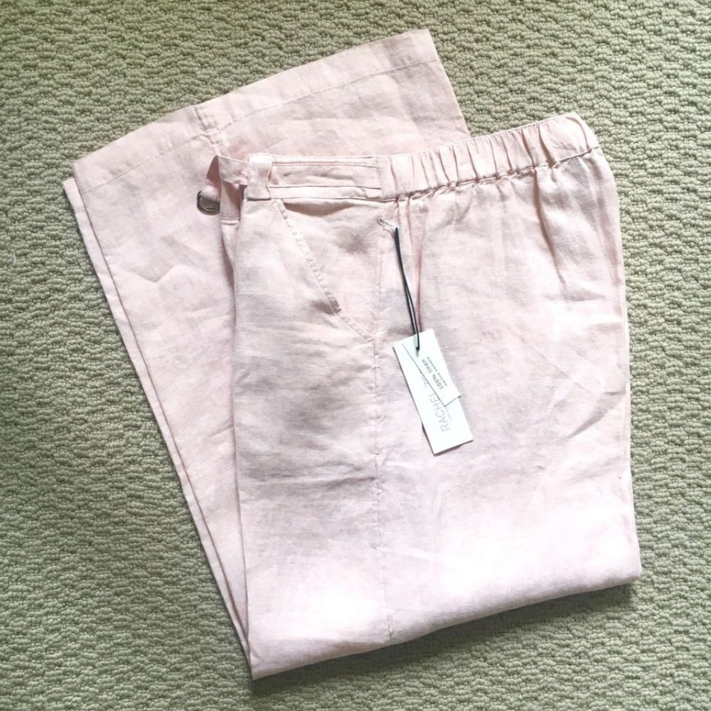 NWT Rachel Zoe Blush 100% Linen Wide Leg Pants | Size M